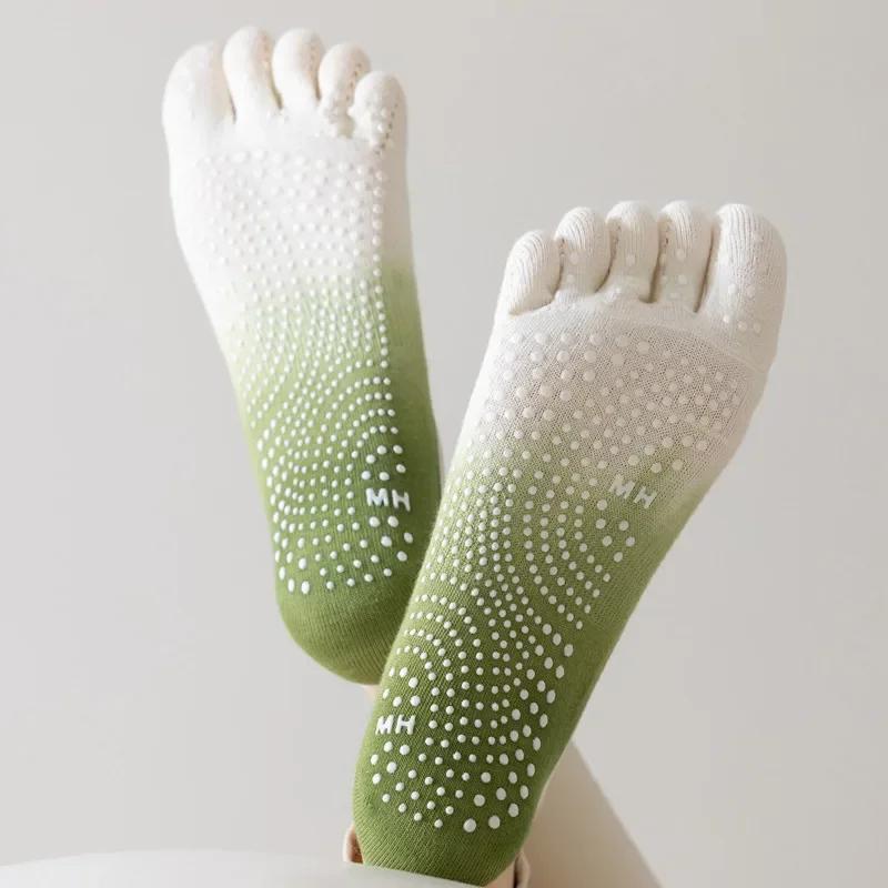 Носки для йоги с пятью пальцами, дышащие, с открытой спиной, бандажные, балетные, пилатесные, женские, профессиональные, силиконовые, нескользящие, танцевальные, спортивные носки