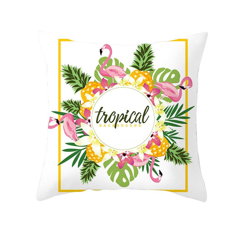 Summer Tropical Plant Flamingo Decorative Pillowcase Green Leaf Pillowcase Flamingo Pillowcase