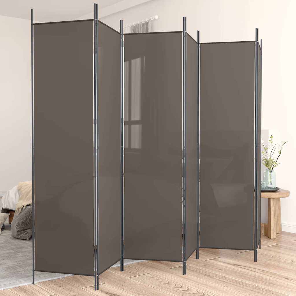 Vidaxl Parawan 6-Panelowy, Antracytowy, 300X200 Cm, Tkanina
