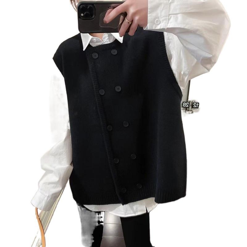 Большой размер пухлый мм 100 кг безрукавный вязаный жилет женский весенний дизайн Sense корейская версия свободный многослойный трикотажный тренд