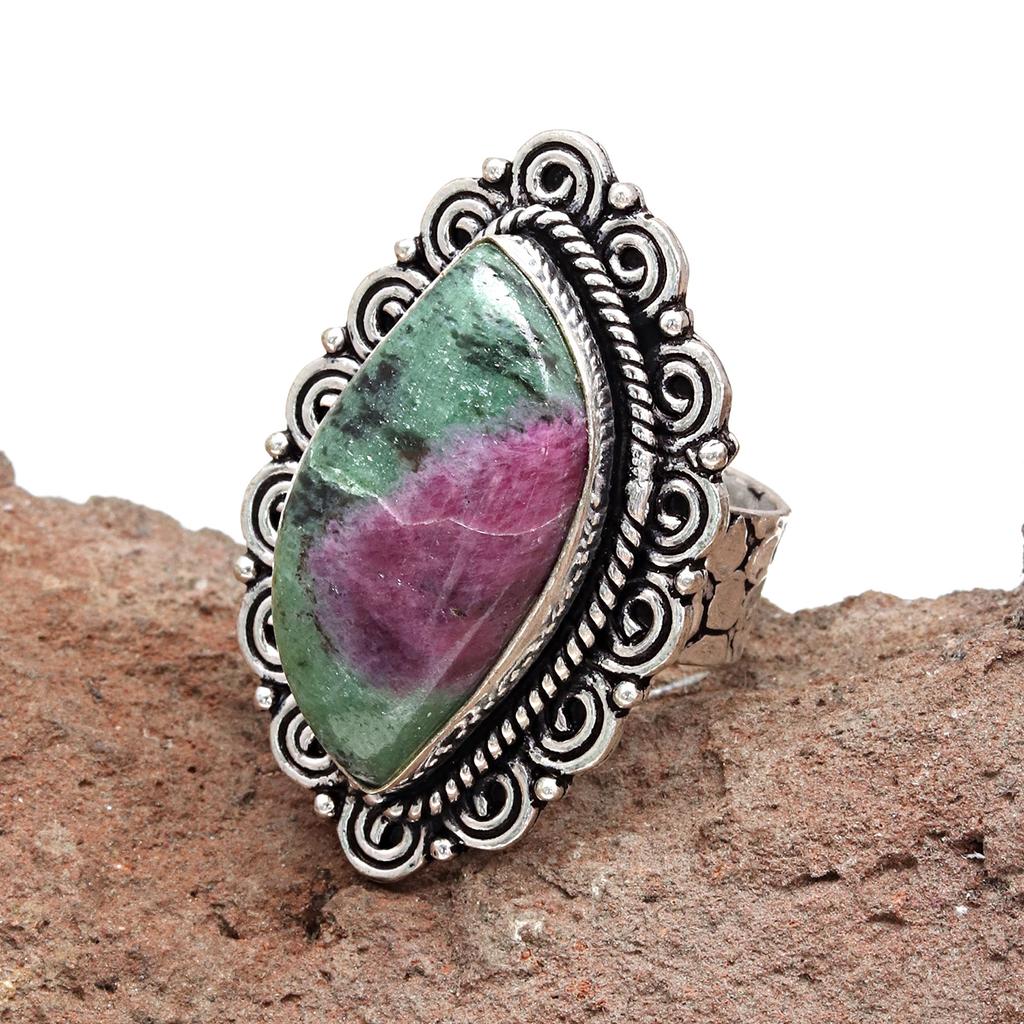 Ruby Zoisite Gemstone Handmade Silver Jewelry "7"
