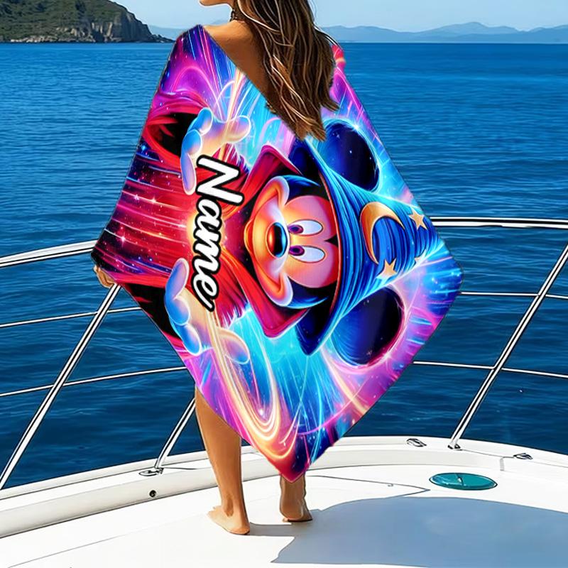 1pc Mickey13 Beach Towel with Custom Name, Beach/Swimming/Bath/Picnic/Camping Towel, Suitable for Seaside Beaches