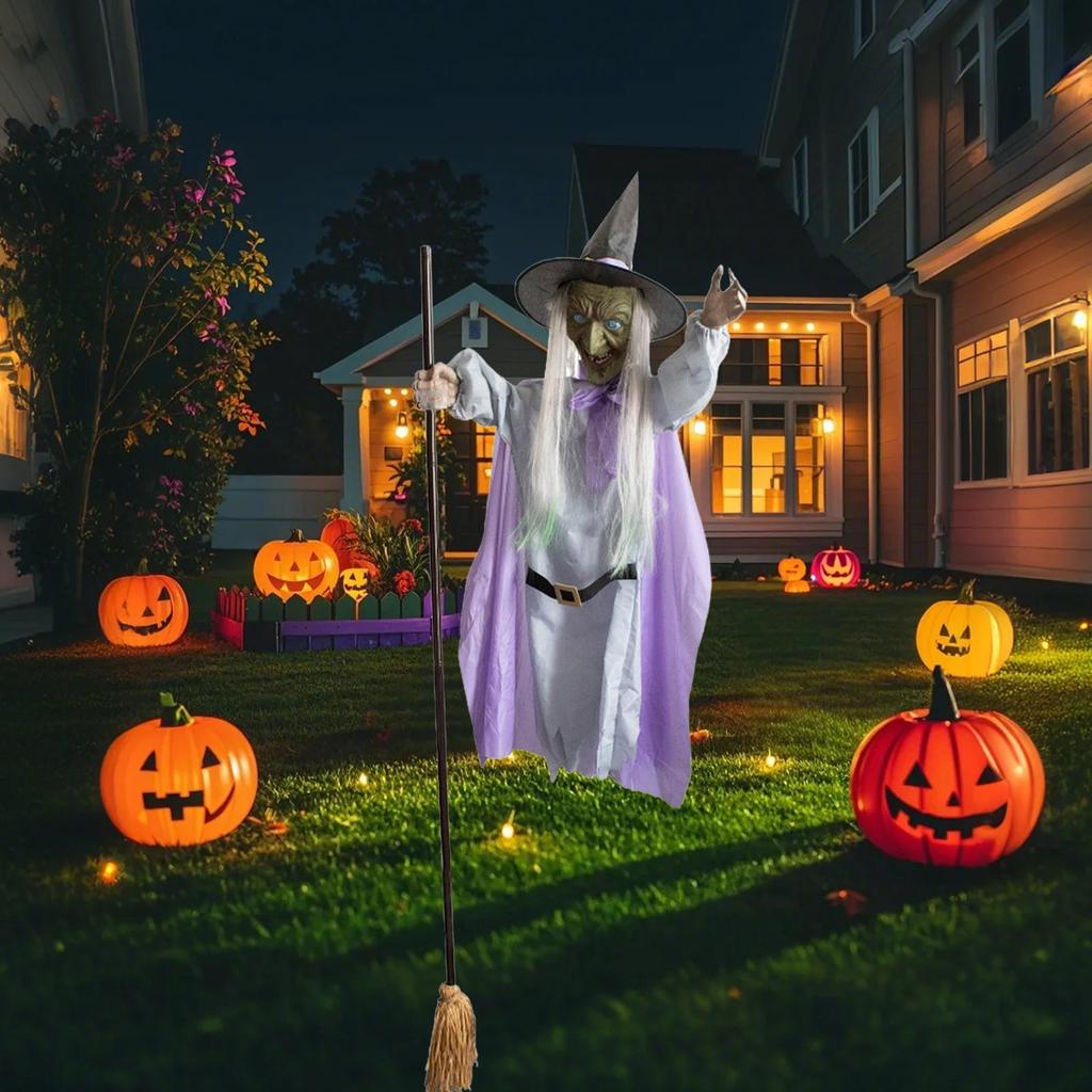 2025 Halloween Flying Witch Party Scary Flying Witch Halloween Themed Lighted Festive Props for Activities Garden Party