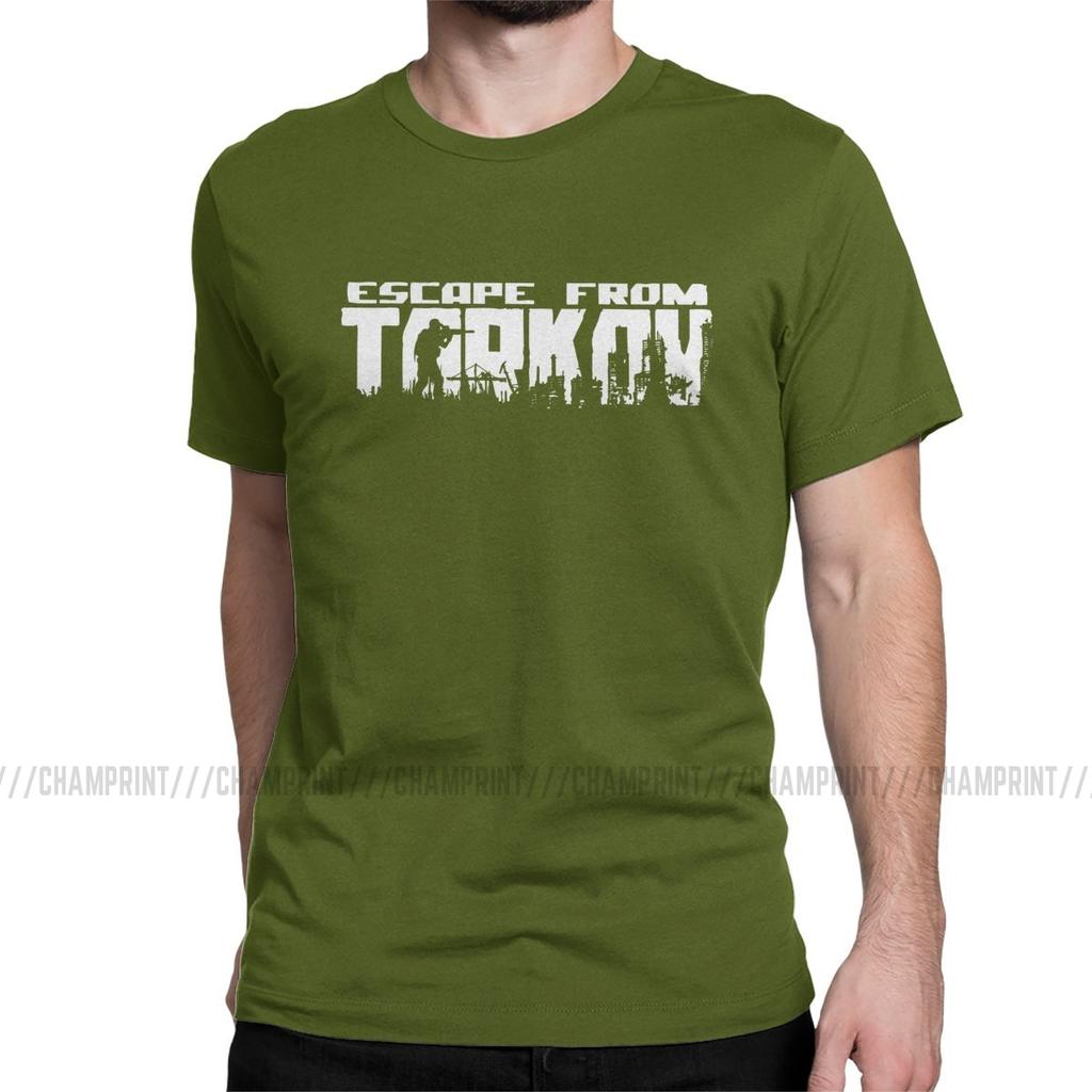 Мужская футболка с логотипом Escape From Tarkov 100% Хлопок Повседневная футболка С круглым вырезом Игровые футболки Шутер на выживание С коротким рукавом 5XL 6XL