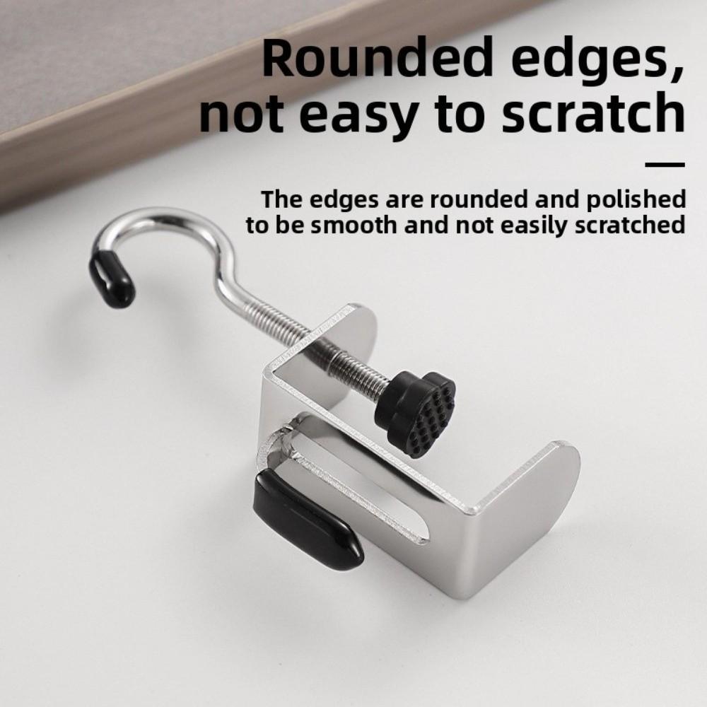 2pcs Detachable Double Hook Adjustable Backpack Hook Portable Desk Edge Hook  Office Desktop Edge