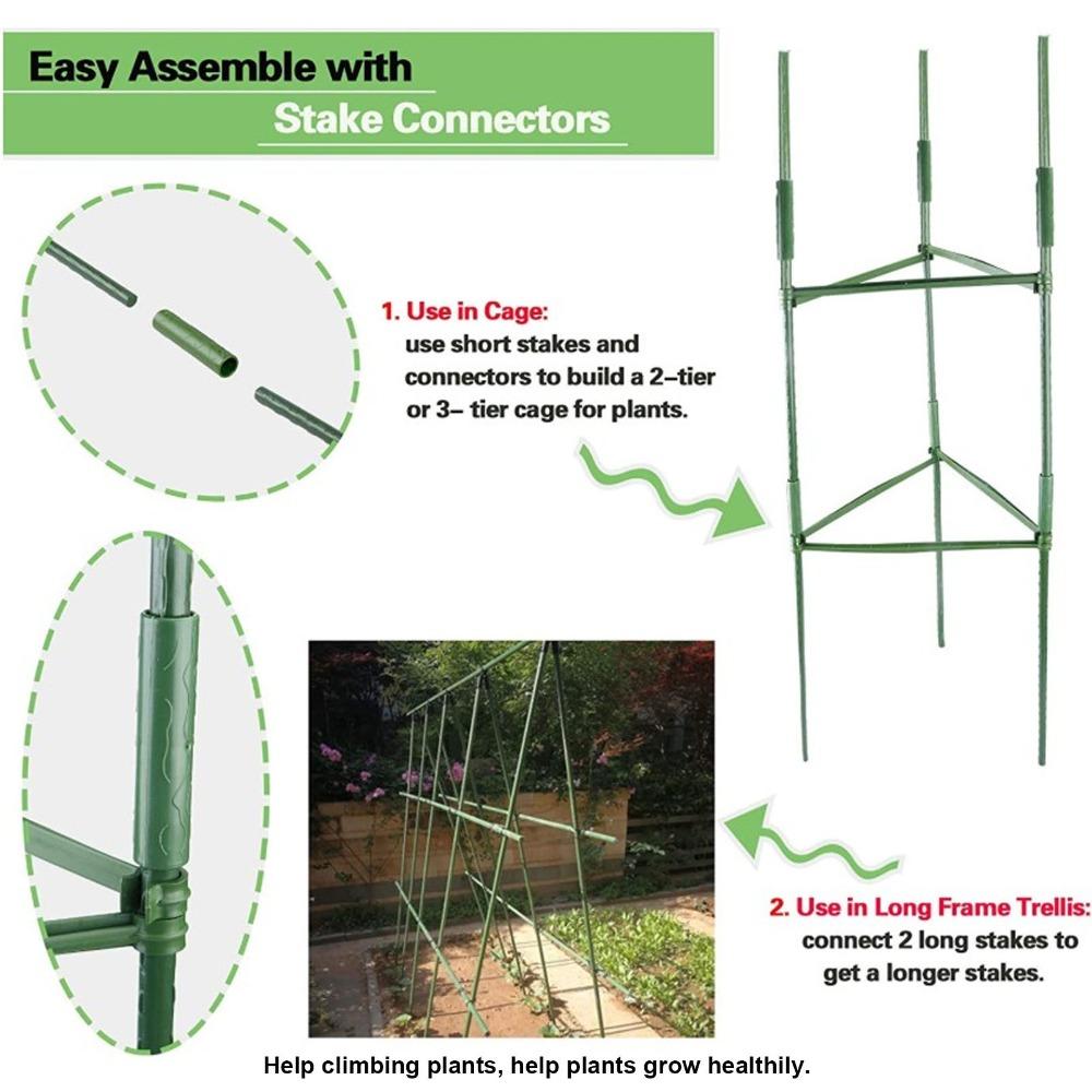 12PCS 11mm /16mm Plant Stake Connector Plastic Garden Stake Joint  Garden Trellis Frame