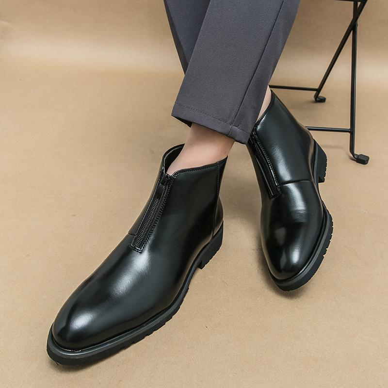 Модные мужские ботинки челси из натуральной кожи в стиле ретро, модные мужские ботильоны, мужские повседневные короткие ботинки в британском стиле, туфли с острым носком и толстой подошвой