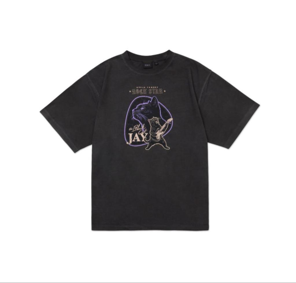 [USED] ENHYPEN Artist-Made Jay T-shirt Black L Size with Trading Card