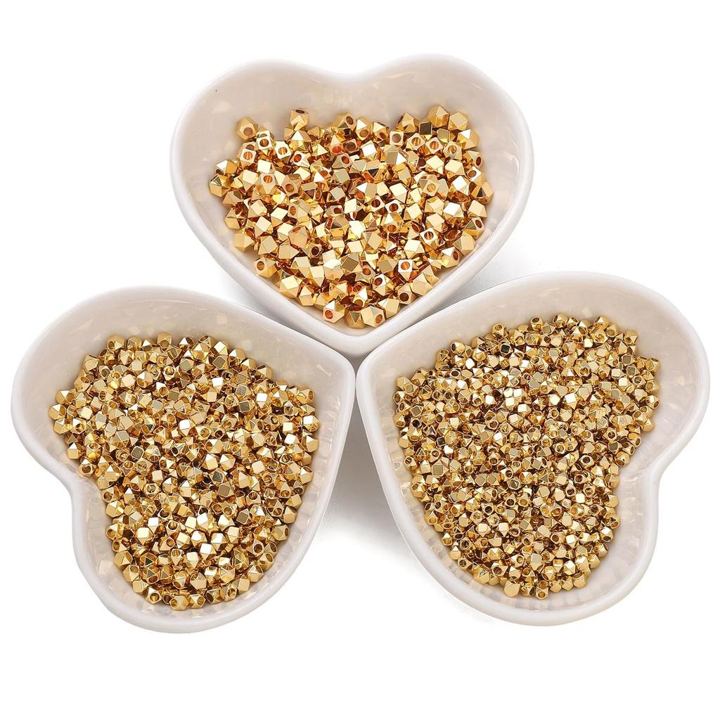 Copper Polygonal Cut Loose Bead Partition For DIY Jewelry Making Craft Accessories