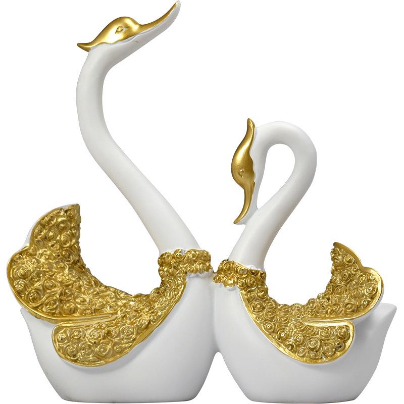 European Resin Swan Couple Ornaments: Home Decor & Wedding Gifts