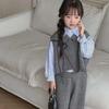Детский комплект из двух предметов в корейском стиле 2025 г.: Вязаный жилет и брюки на весну и осень