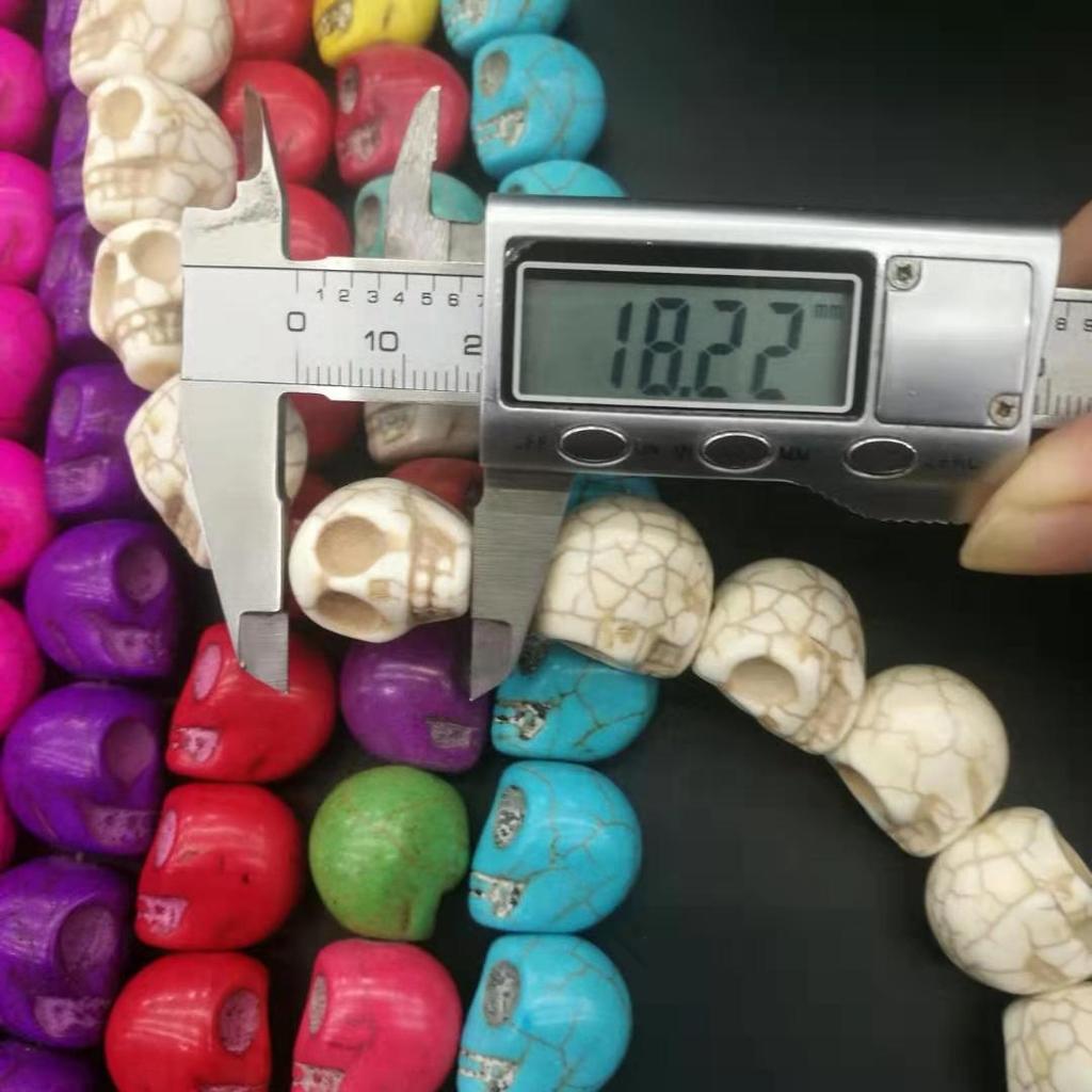 DIY Skull Shape 15*18 mm Howlite Dyed Stone Mix-color Turquoise Carved Skull Shape Loose Beads ,For DIY Jewelry Making
