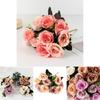 Romantic Rose Flower Bouquet Fake Silk Floral Decor For Wedding And Home