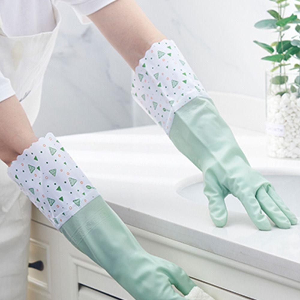 Velvet Winter Cleaning Gloves Latex Housework Gloves Warm Rubber Dish Washing Gloves  Kitchen