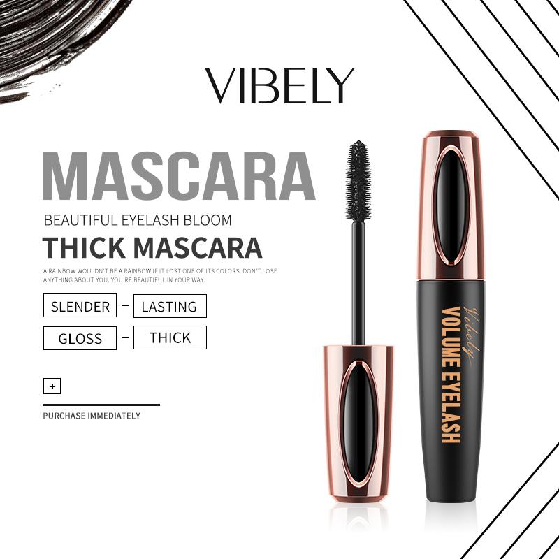 VIBELY 4D Volumizing Volumizing Тушь для ресниц с эффектом придания объема, черная, водостойкая, не размазывающаяся и удлиняющая