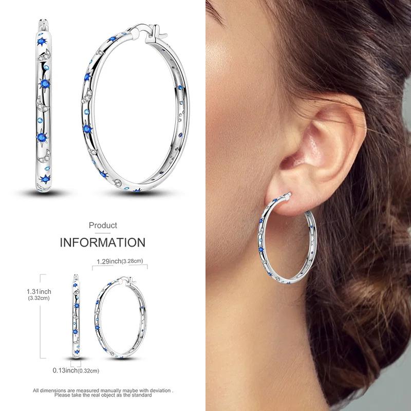 2024 New Earring for Women 925 Silver Sparkling Star Butterfly Heart Tassels Feather Hoop Earrings Engagement Wedding Jewelry