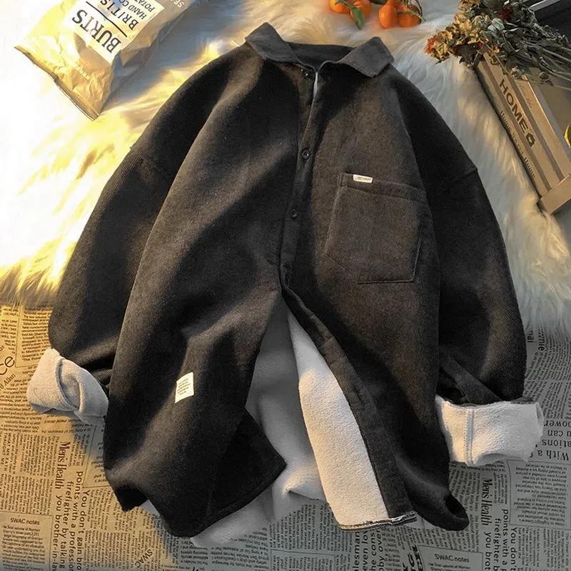 Women Shirts Corduroy Velvet Elegant Blouses Long Sleeve Autumn Winter Button Coat Warm Casual Fleece Solid Pocket Shirts