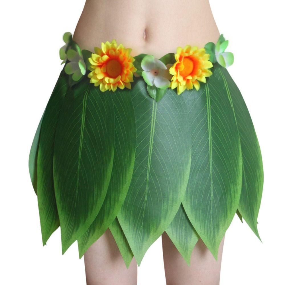 Stage Show Hawaiian Green Leaf Skirt Bonfire Party Prom Beach Holiday Costumes