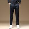 Мужские брюки из хлопка, повседневные эластичные мужские брюки, мужские длинные прямые, высокое качество, 4 цвета, брючный костюм больших размеров 42, 44, 46 CY9116-1