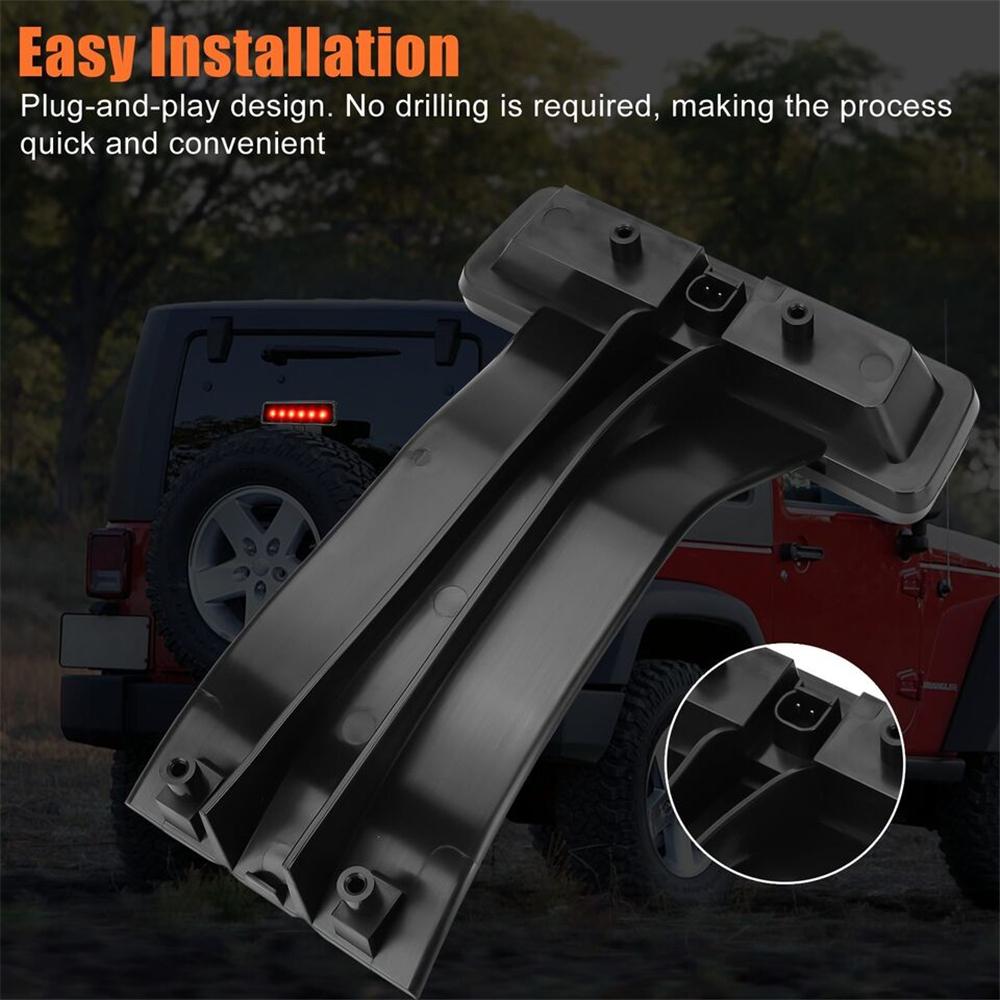 Smoked Lens LED Third Tail Brake Light Rear Stop Lamp For 07-18 Jeep Wrangler JK