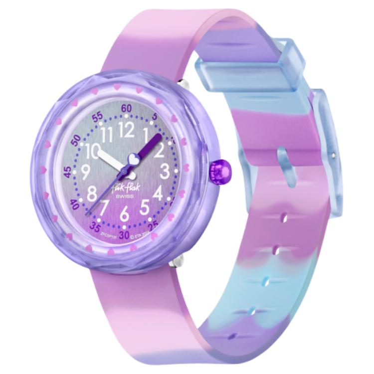 Swatch Flik Flak серия Feifei кварцевый механизм 30 метров водонепроницаемые модные швейцарские часы 36,7*35 мм фиолетовый циферблат полимерный корпус силиконовый ремешок ZFCSP131