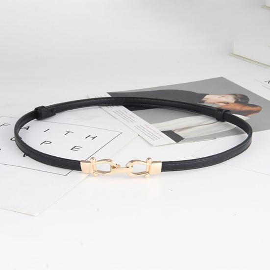 Женский тонкий тонкий ремень, пара пряжок, дизайн талии, поясной ремень с золотой пряжкой, регулируемая длина, ремень из искусственной кожи, аксессуары для одежды