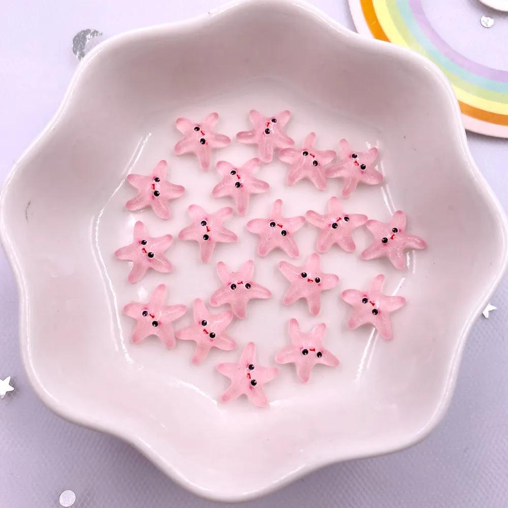 50pcs Glitter Mixed Resin Mini Colorful Mermaid Tail Shell Starfish Seahorse Conch Flatback Figurines Rhinestones Nail Art DIY Scrapbook Accessories