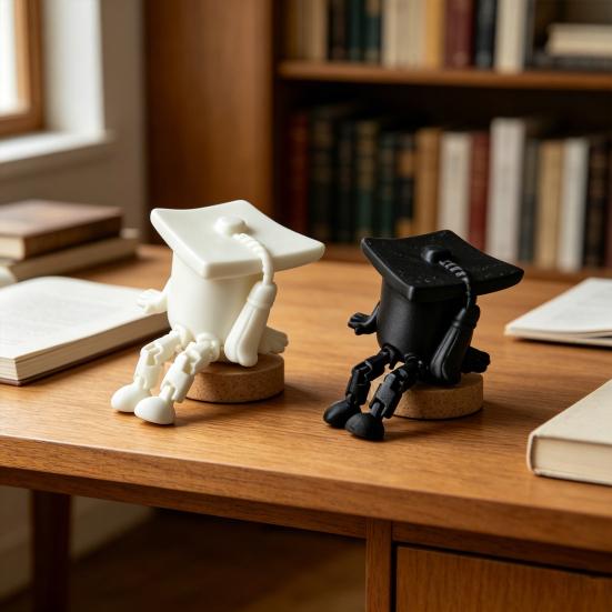Миниатюрная фигурка выпускной шапочки, напечатанная на 3D-принтере, Маленькая фигурка выпускной шапки с болтающимися ножками для дома, полки, стола, Принадлежности для выпускной вечеринки