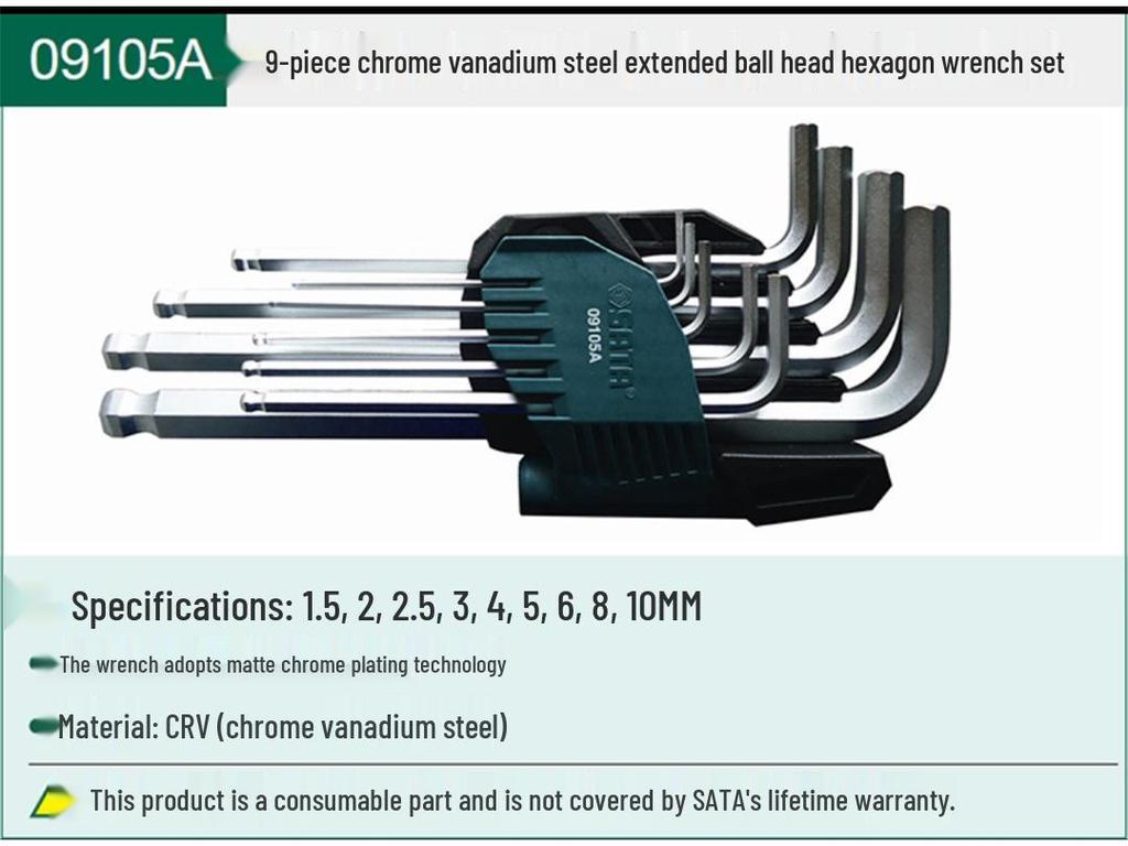 Набор шестигранных ключей - Мини, Удлиненные, Шарообразная и Плоская головка, Доступны в 7, 8, 9, 10, 14 штук (Модель 09105)