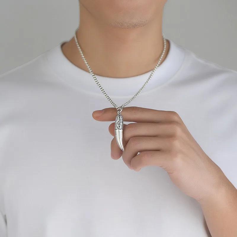 Креативное Этническое Стильное глянцевое Ожерелье Цепи Киль Банкетный граненый кулон Клык волка для Мужской Ретро Бижутерии