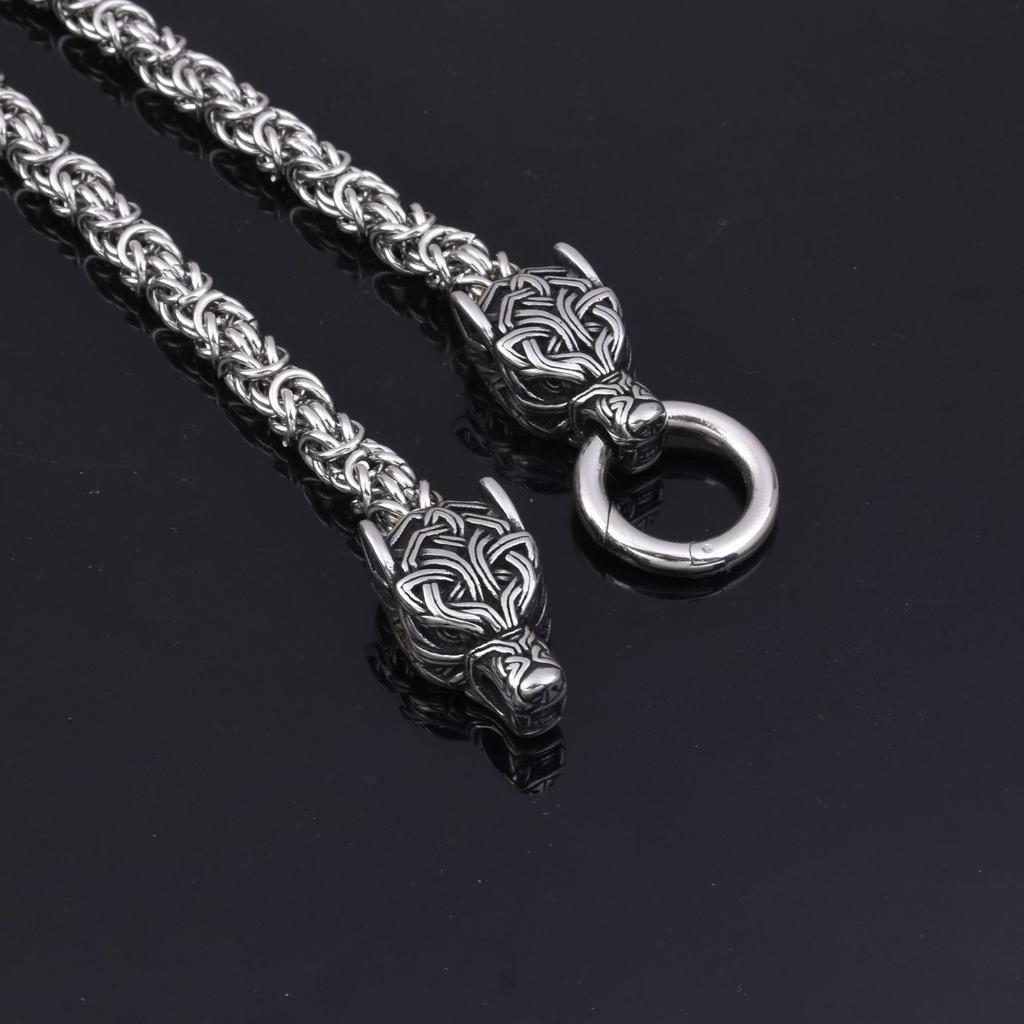 Norse Mythology Viking Stainless Steel Odin Cross Pendant Men 'S Domineering Stainless Steel Wolf Head Necklace Jewelry 