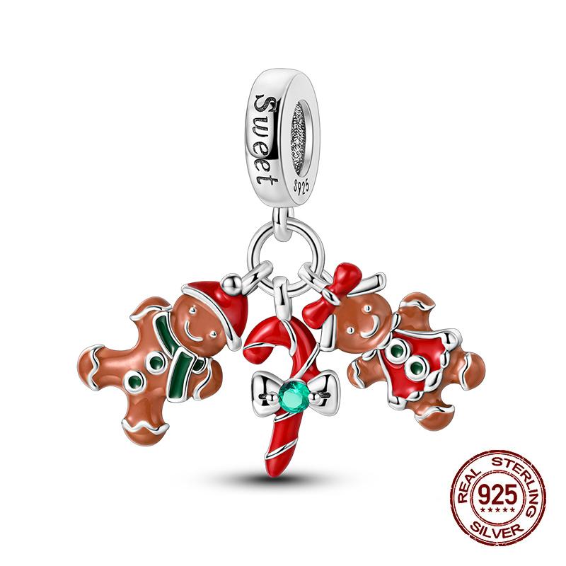Зимние Шармы Медь Лось Медведь Санта Клаус Шармы Бусины Подходят для Оригинальных Браслетов Для Женщин Сделай Сам Праздничные Ювелирные Изделия Подарки