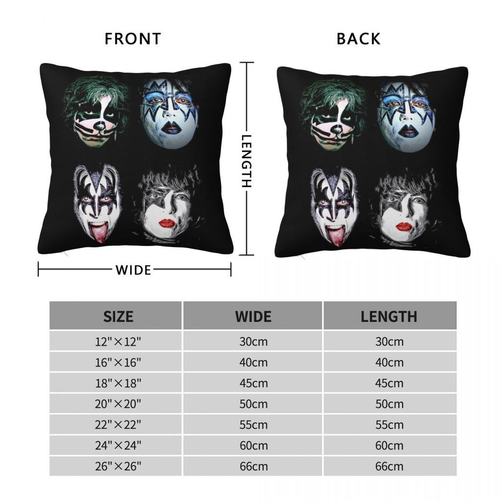 KISS Рок-группа Квадратная наволочка Чехол для подушки Чехол для подушки Декоративная наволочка для дома Дивана Гостиной