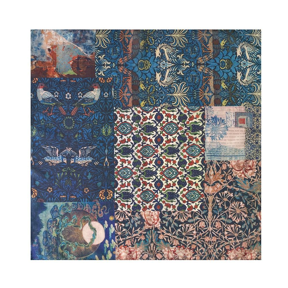 Oil Painting Retro Literary Silk Scarf Cotton Square Scarf Versatile Cashew Nut Silk Scarf 70 Square Scarf Elegant Decorative Waist Seal Belt Scarf