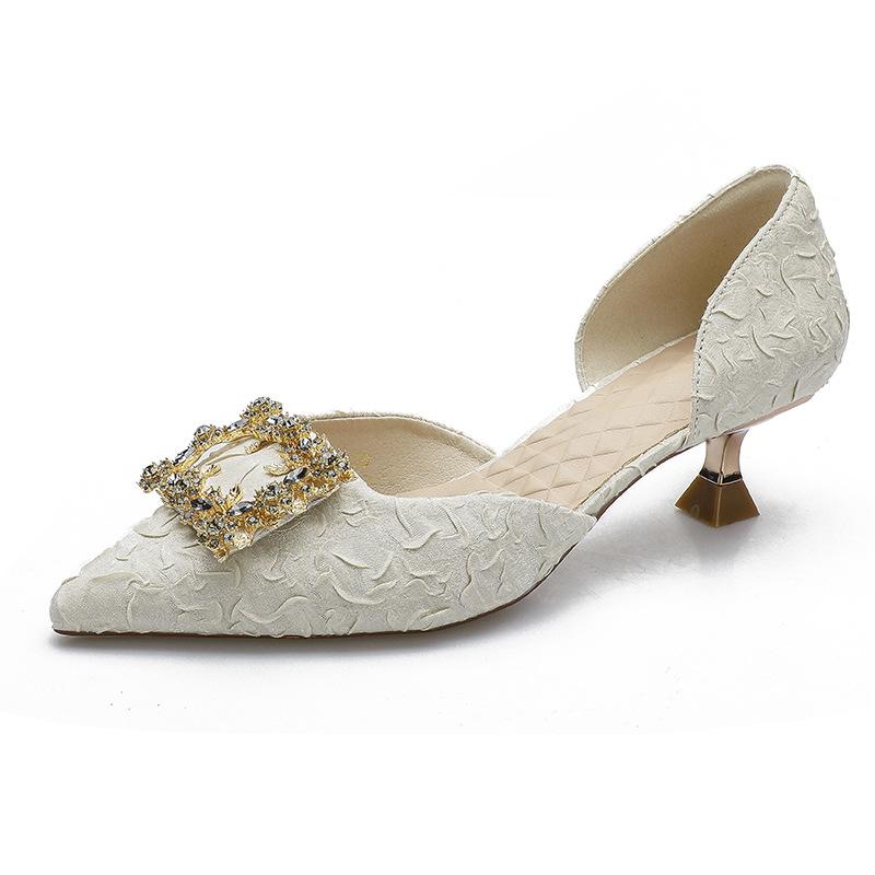 Новая сумка, сандалии на среднем каблуке, женские, с острым носком, на тонком каблуке, на маленьком высоком каблуке, модные полые туфли-лодочки