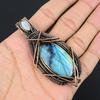 Labradorite Pendant, Handmade Gemstone 999 Copper Wire Wrapped Pendant Antique Jewelry, For Gift Silver Jewelry
