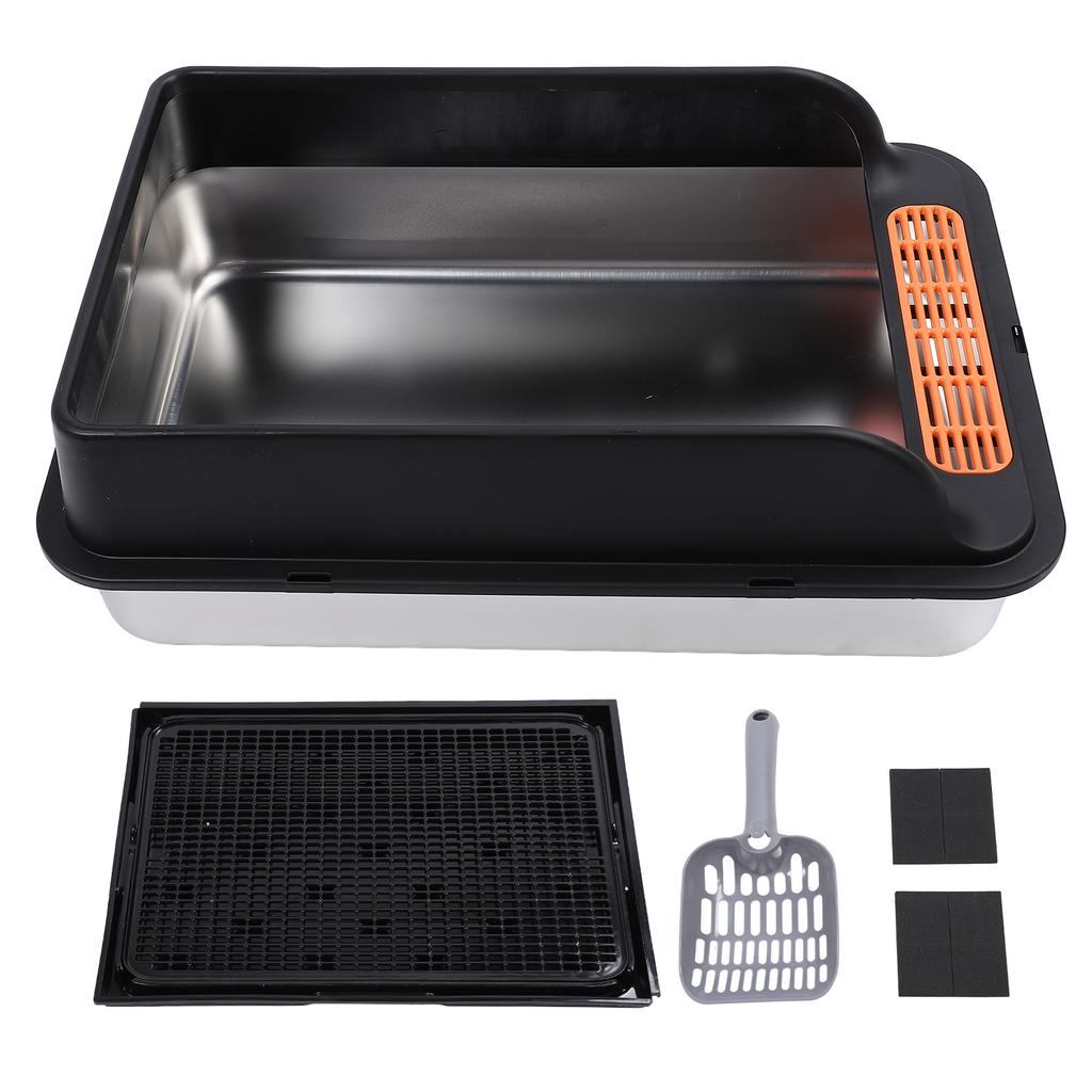 Очень большой кошачий туалет большой емкости из нержавеющей стали с защитой от брызг и открытым верхом, легко чистить для Mu