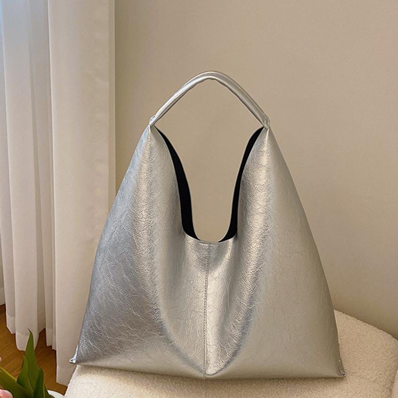 Большая вместительная серебряная брендовая сумка-хобо для женщин, роскошный дизайнерский кошелек из искусственной кожи, модная повседневная сумка-шоппер