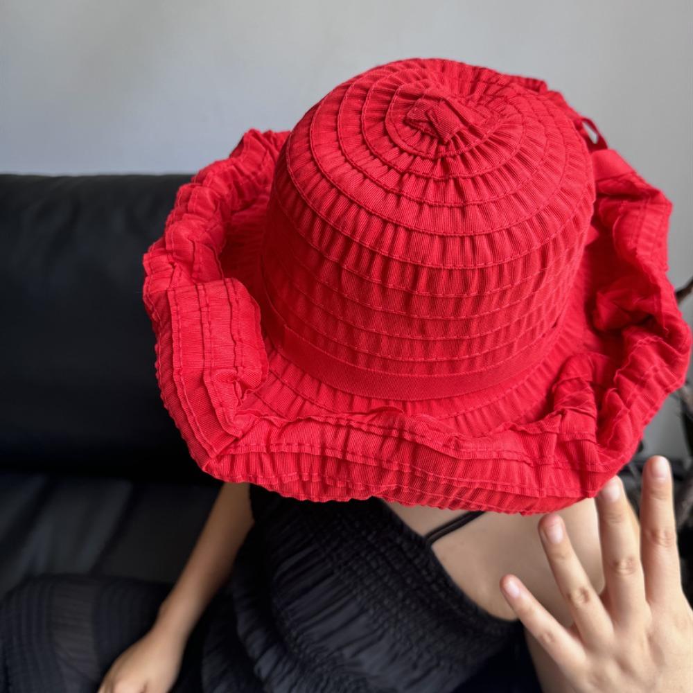 UV Anti DIY Moldable Wide Brim Hat Bowknot Women Sun Hat Simple Plastic Bucket Hat  Famale