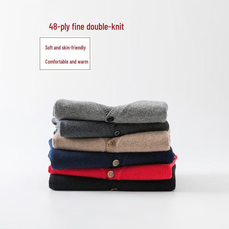 Hengyuanxiang Women's Fine Wool V-Neck Cardigan