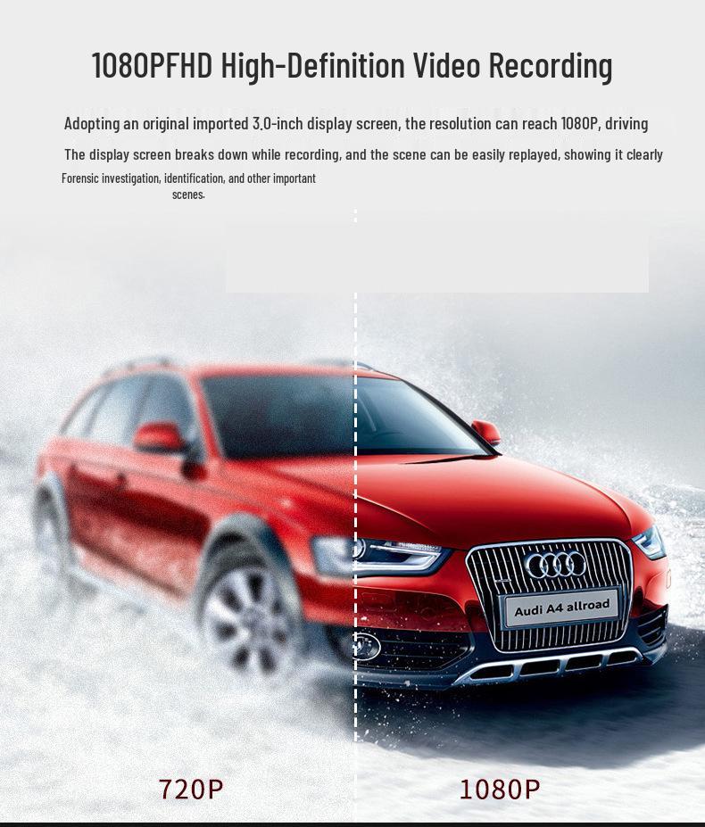 Dual Lens Dash Cam with Night Vision, 3" HD 1080P, WiFi, and Front & Rear Recording