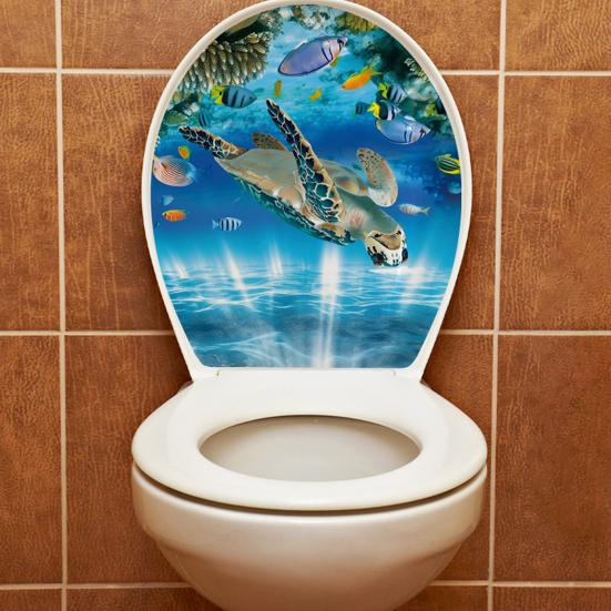 Decorative Stickers for Bathroom Sea World Toilet Lid Stickers, Waterproof Wall Sticker, Easy Creative Home Decor Peel & Stick Decal Restroom
