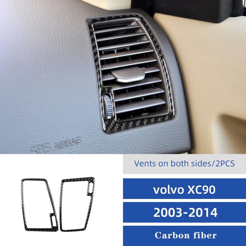 Для Volvo XC90 2003 2004 2005 2006 2007 2008-2014 Рамка бокового вентиляционного отверстия панели приборов автомобиля Накладка интерьера Наклейка из углеродного волокна.