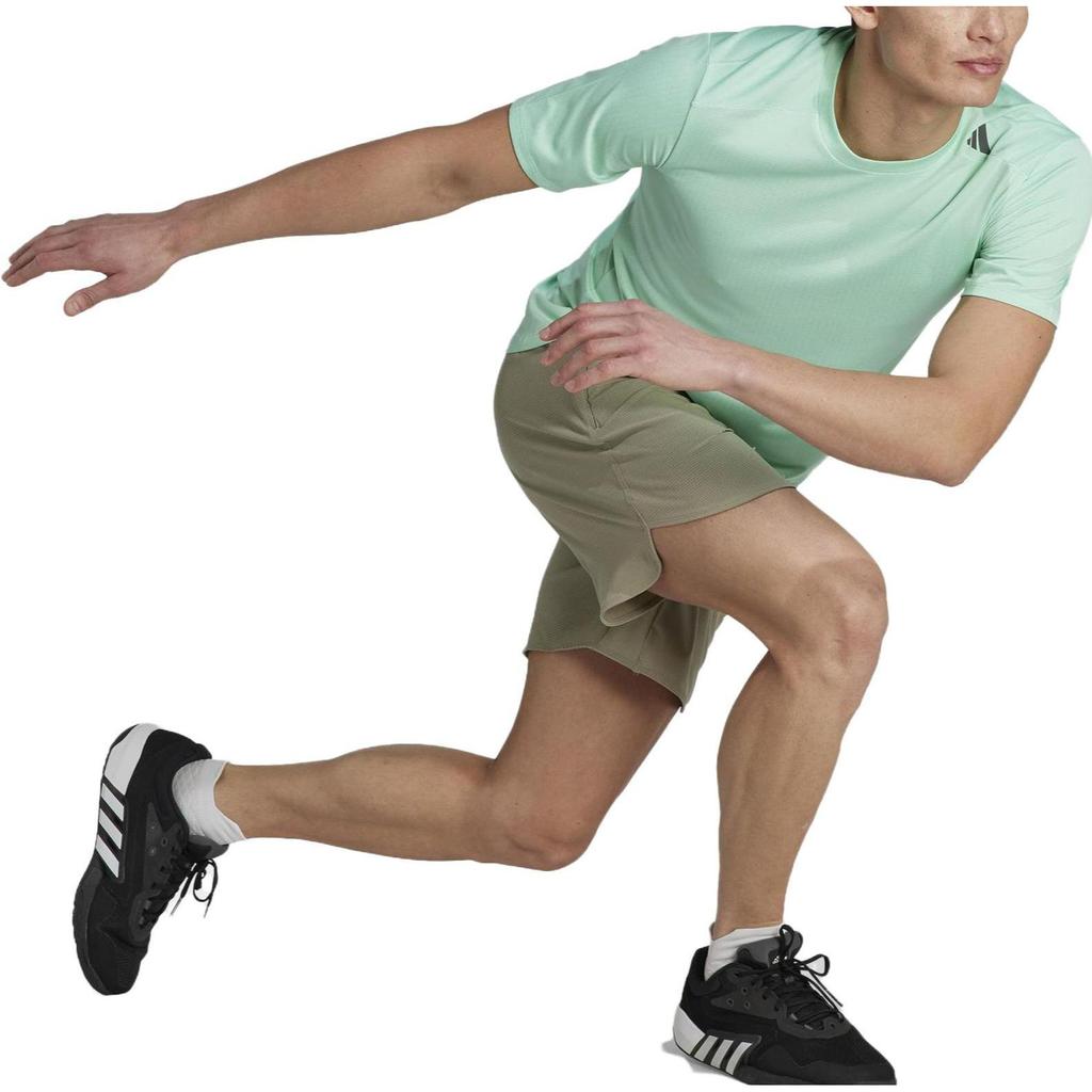 Adidas Однотонный круглый вырез, прямой покрой, свитер с коротким рукавом, мужские топы, светло-зеленый IB9099