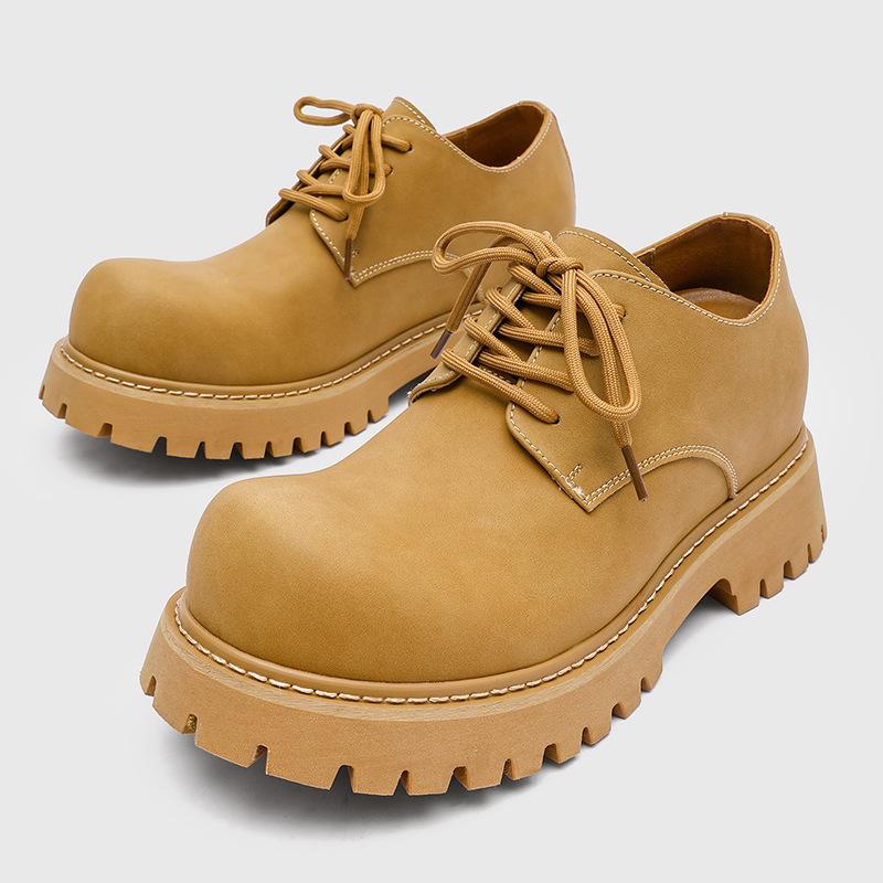 Classic Versatile Fashion Inner Height Increase British Style Casual Head White Men'S Leather Shoes Commuter Shoes Derby Shoes
