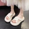 2024 New Platform Sandals Female Summer Light Summer Fashion Beach Flip-flops Slippers Women Non-slip Designer Round Head Black