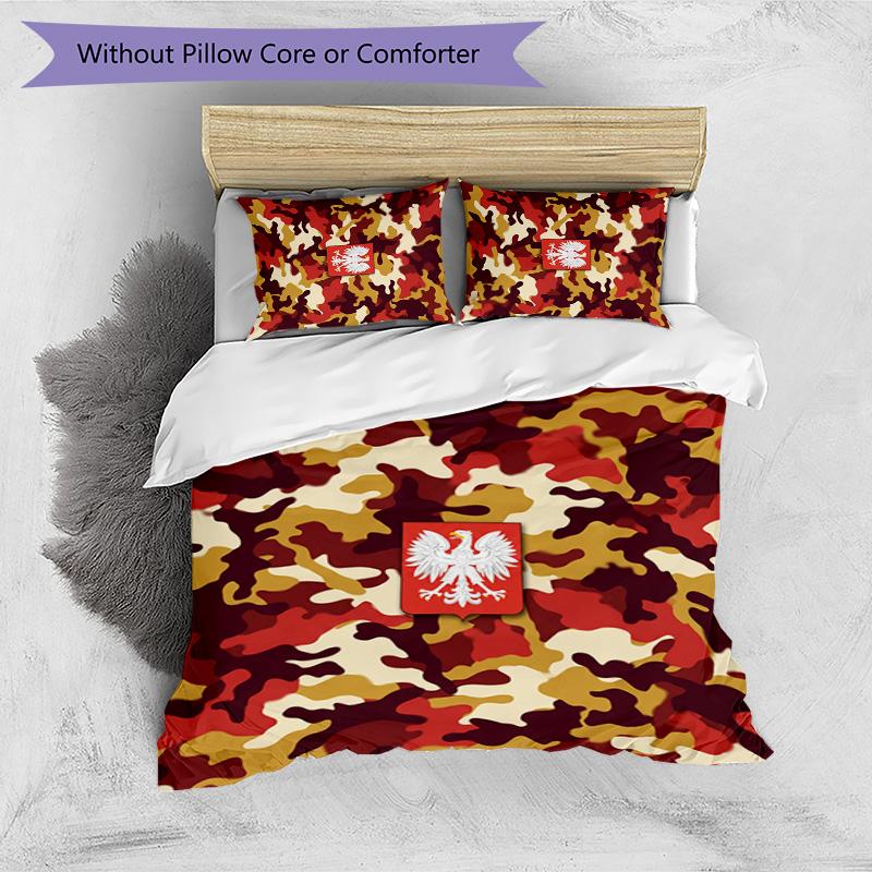 Poland Football Printed Bedding 3 Piece Set Cozy Breathable Bed Cover Set as Housewarming Holiday Gift