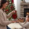 Red Fabric Christmas Wreath Hanging Pendant Wreath Shape Christmas Pom Pom Pendant  Holiday Door