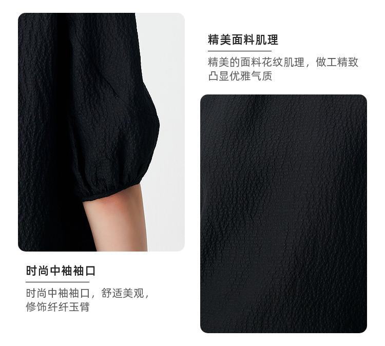 100% Mulberry Silk Spring/Summer Round Neck Fine Flow Silk Bubble Sleeve Top Women's T-shirt
