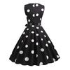 Женское вечернее платье, винтажное контрастное цветное платье в горошек с бантом на талии, трапециевидной формы с большими качелями, тонкое платье без рукавов с открытой спиной и V-образным вырезом, платье миди в стиле принцессы